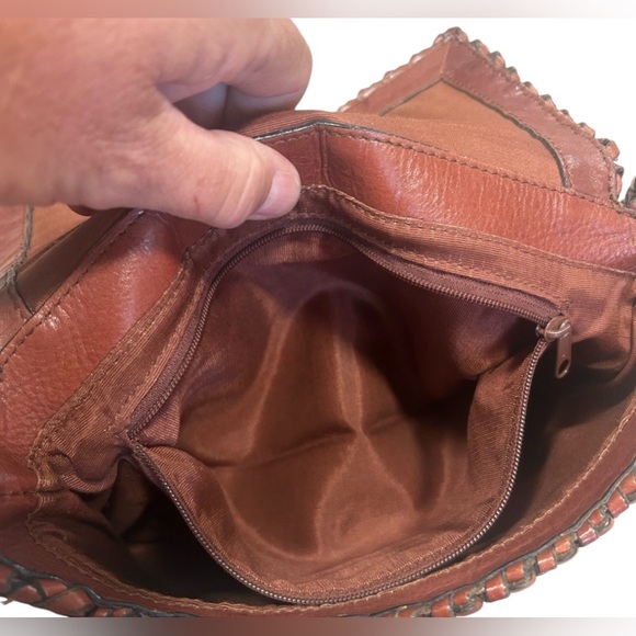 CEE KLEIN ACCESSORIES Leather Woven Boho Crossbody Purse In Copper Brown ✨EUC✨ - Picture 6 of 13